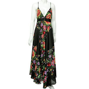 Tricia Fix Women's Black Floral Maxi Gown - Used - Size Small